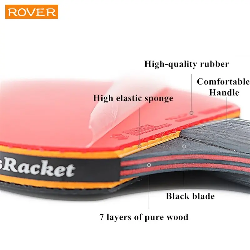 5/6 Star Table Tennis Racket 2 - Table Tennis Forehand Rubber recension och pris